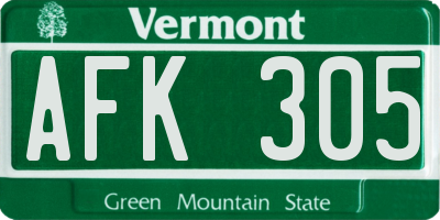 VT license plate AFK305