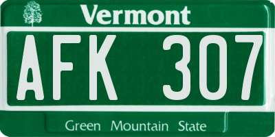 VT license plate AFK307