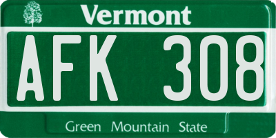 VT license plate AFK308