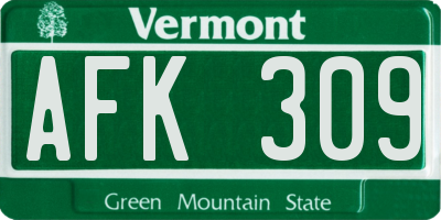 VT license plate AFK309