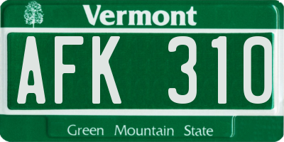 VT license plate AFK310