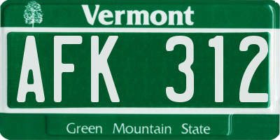 VT license plate AFK312