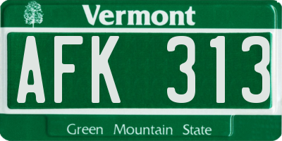 VT license plate AFK313