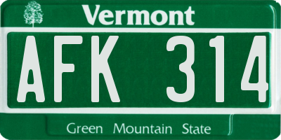 VT license plate AFK314