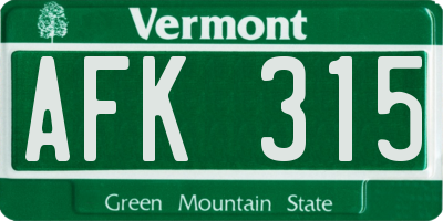 VT license plate AFK315