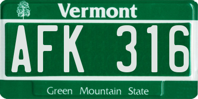 VT license plate AFK316