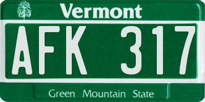 VT license plate AFK317