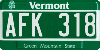 VT license plate AFK318