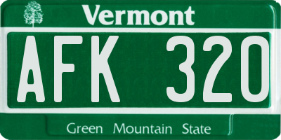 VT license plate AFK320