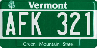 VT license plate AFK321