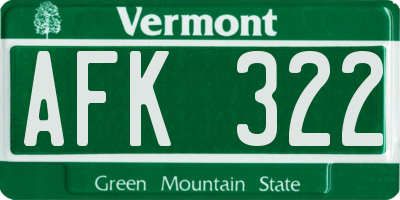 VT license plate AFK322