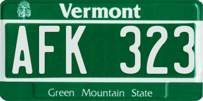 VT license plate AFK323