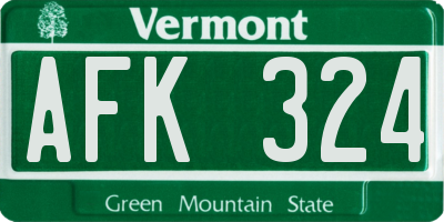 VT license plate AFK324