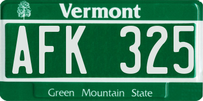 VT license plate AFK325