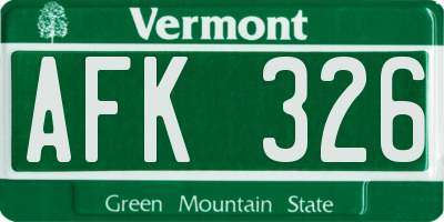 VT license plate AFK326