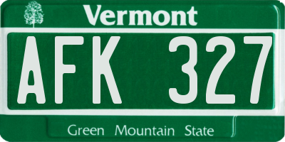 VT license plate AFK327