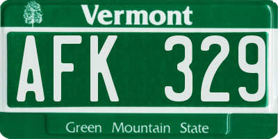 VT license plate AFK329