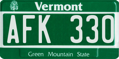 VT license plate AFK330