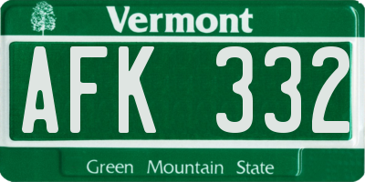 VT license plate AFK332