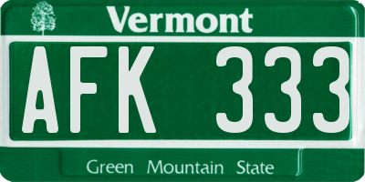 VT license plate AFK333