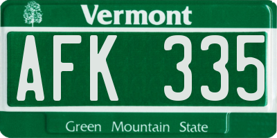 VT license plate AFK335