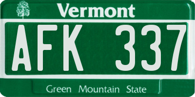 VT license plate AFK337