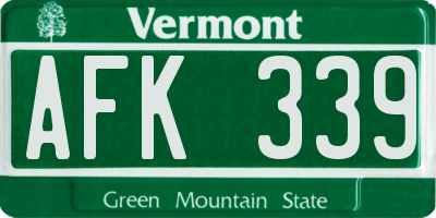 VT license plate AFK339