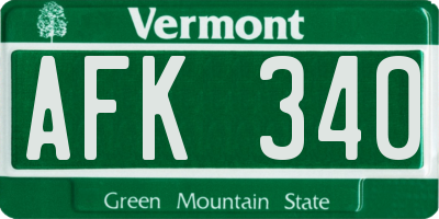 VT license plate AFK340