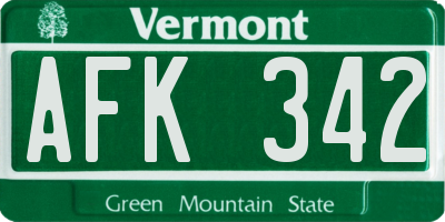 VT license plate AFK342