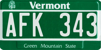 VT license plate AFK343