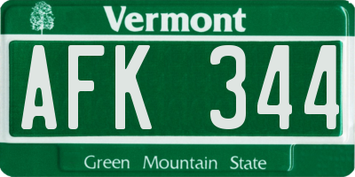 VT license plate AFK344