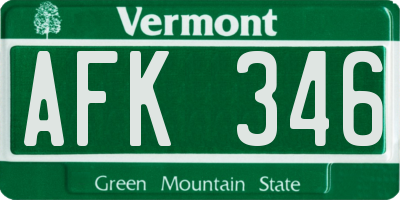 VT license plate AFK346