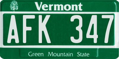 VT license plate AFK347