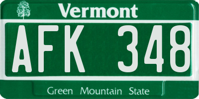 VT license plate AFK348