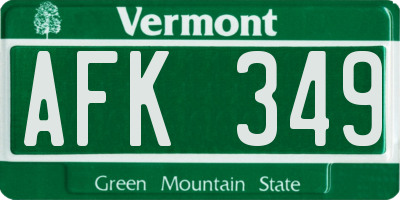 VT license plate AFK349