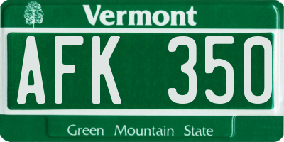 VT license plate AFK350