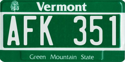 VT license plate AFK351
