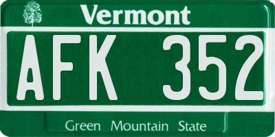 VT license plate AFK352