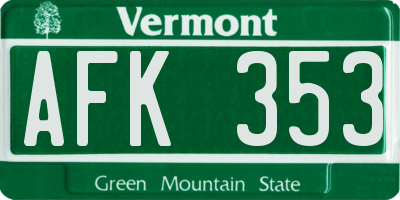 VT license plate AFK353