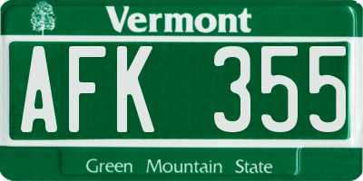 VT license plate AFK355