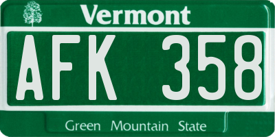 VT license plate AFK358
