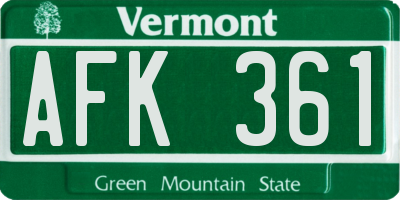 VT license plate AFK361