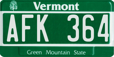 VT license plate AFK364