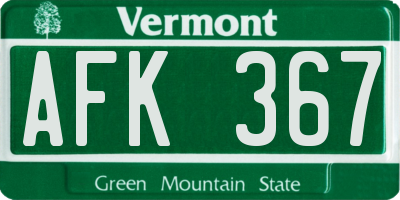 VT license plate AFK367
