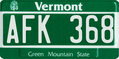 VT license plate AFK368