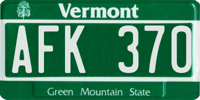 VT license plate AFK370