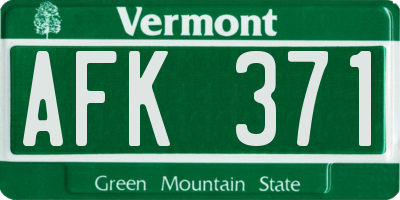 VT license plate AFK371