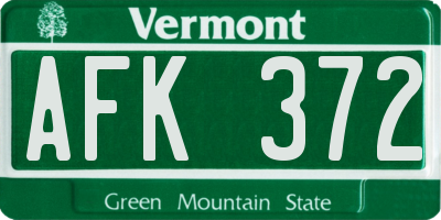 VT license plate AFK372