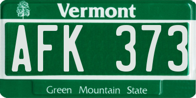 VT license plate AFK373