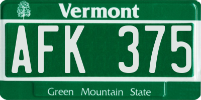 VT license plate AFK375